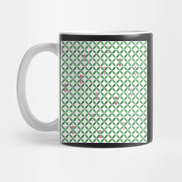 Summer cherries, abstract pattern in green, white and pink by marina63